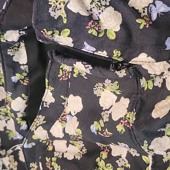 Women Size 6 Dress Black Ivory Floral Butterflies Spaghetti Strap H & M DIVIDED - Picture 7 of 10